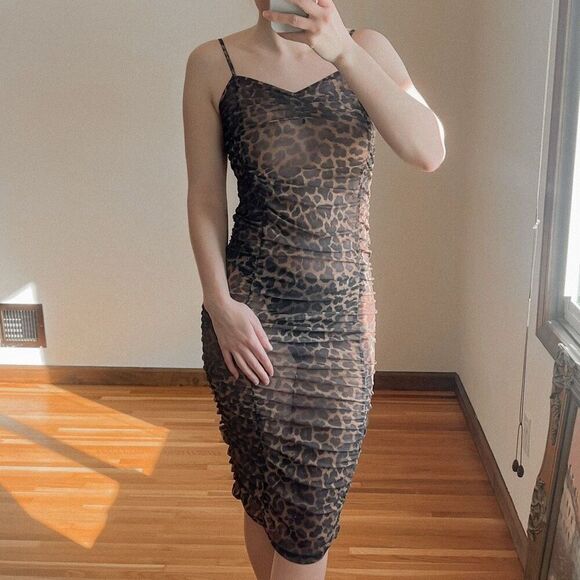 Motel Mesh Leopard Print Dress Size S - Picture 1 of 7